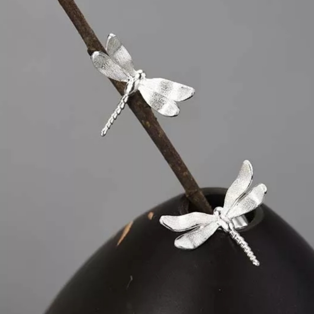 925 Sterling Silver Dragonfly Stud Earrings